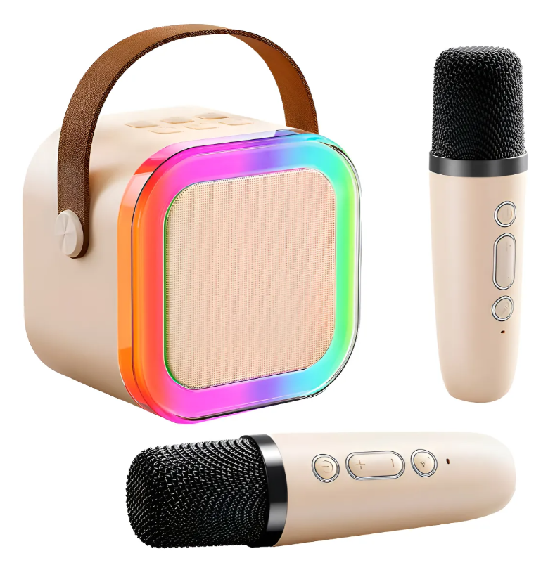 Caixinha De Som Portátil Karaokê C/ 2 Microfones Bluetooth